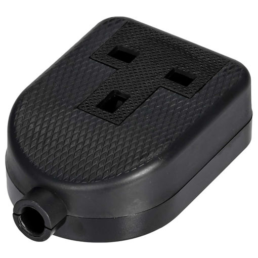 Picture of 1 gang trailing socket black rubber 13A