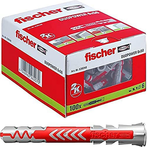 Picture of Fischer 538240 Duo Power Fixing Plugs 6x50  Pk100