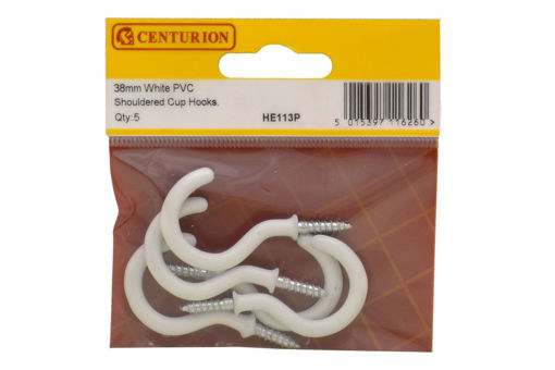 Picture of 38mm white pvc shouldered cup hooks