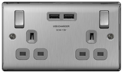 Picture of Nexus Double Socket 2 USB Brushed