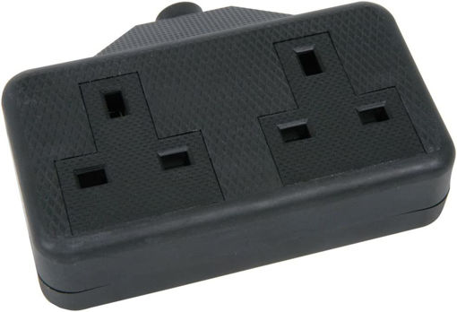 Picture of ppj014bk 2  gang trailing socket black rubber