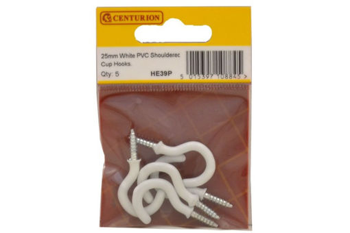 Picture of HE39B 25mm White PVC Cup Hook