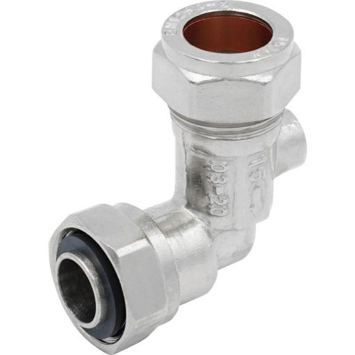 Picture of 10031618 QS service valve angle 15mm x1/2" chrome