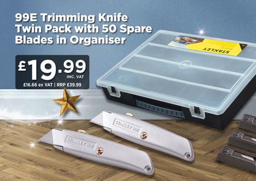 Picture of 99E Trimming Knife Twin Pack with 50 Spare Blades in Organiser
