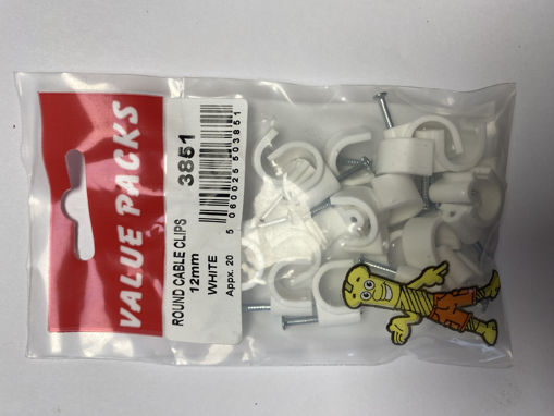 Picture of 12mm CABLE CLIPS ROUND WHITE