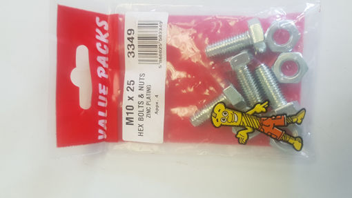 Picture of M10 X 25 HEX BOLTS & NUTS ZINC