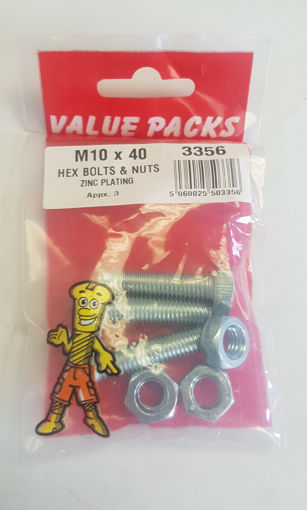 Picture of M10 X 40 HEX BOLTS & NUTS ZINC